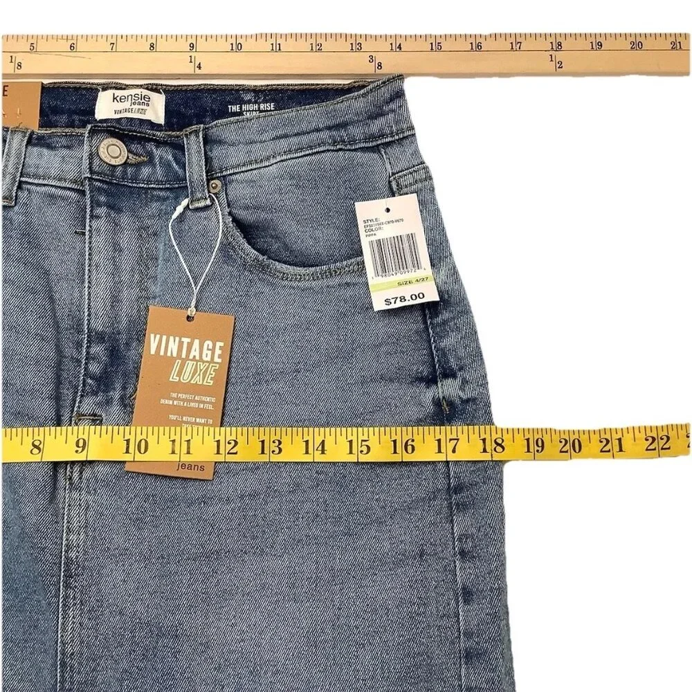 NWT Kensie The High Rise Fron Slit Long Denim Skirt Women Size 4/27